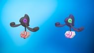 Regular and shiny Galarian Yanmask (Image via TPC)